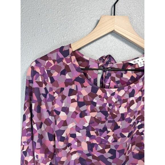 Cabi Kaleidoscope Blouse Size M Pink Purple Mosaic Long Sleeve Top Office - Picture 5 of 7